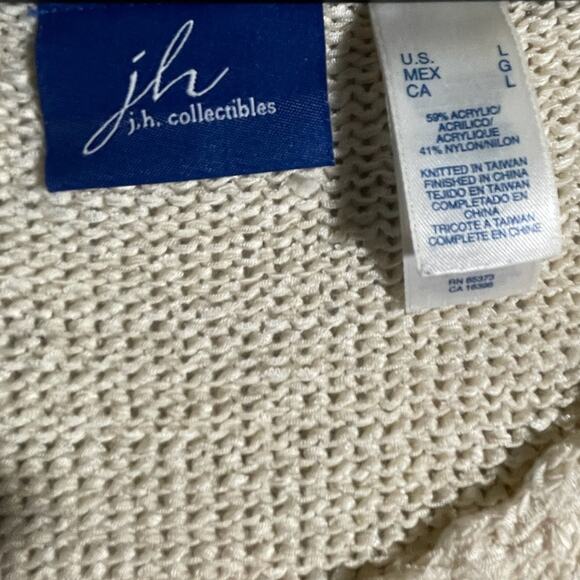 J.H. Collectibles Knit Tank Top - Women's Sz L - Blouse Cream Ivory - Thick -EUC - Picture 3 of 6